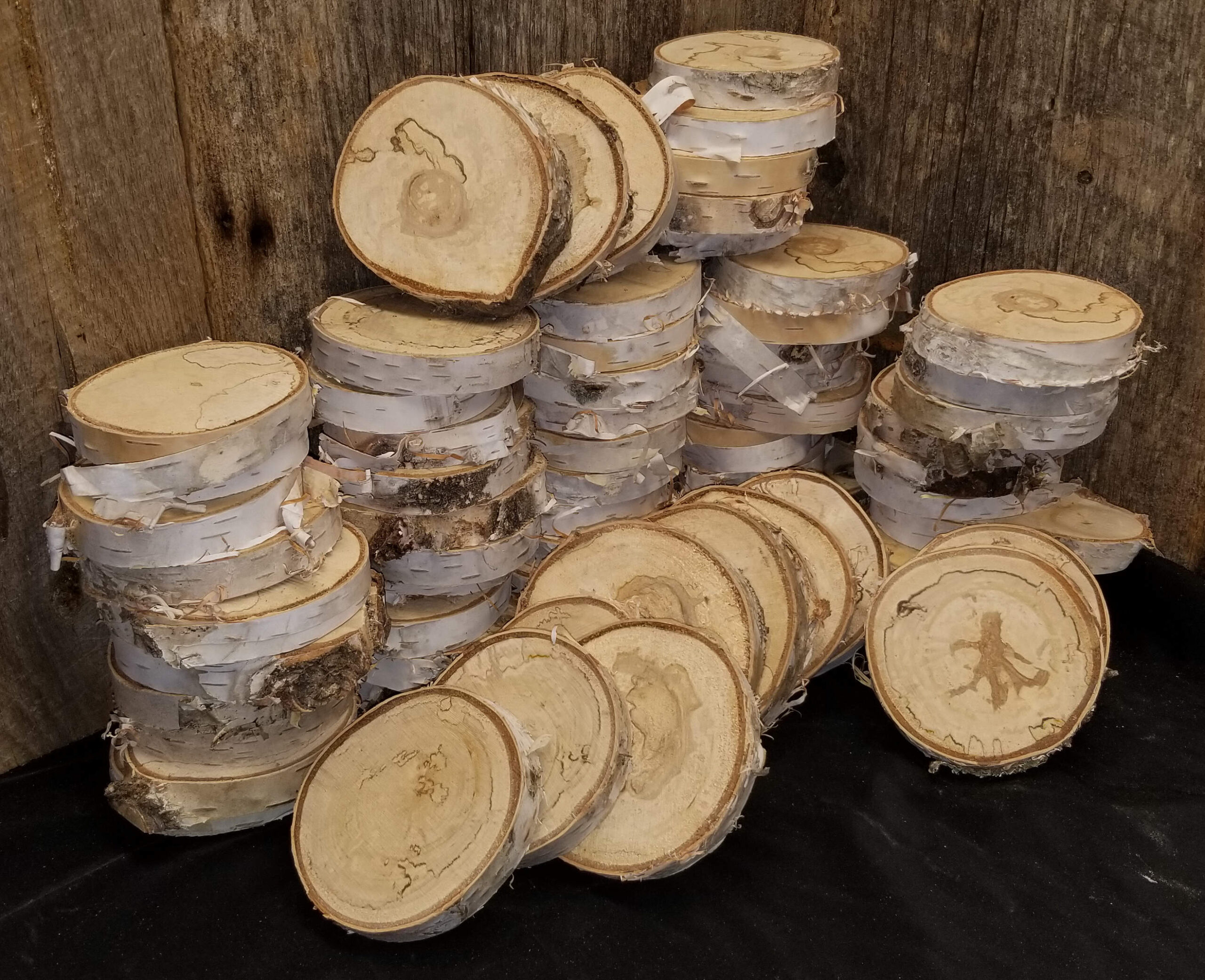 spalted birch log slices cookies
